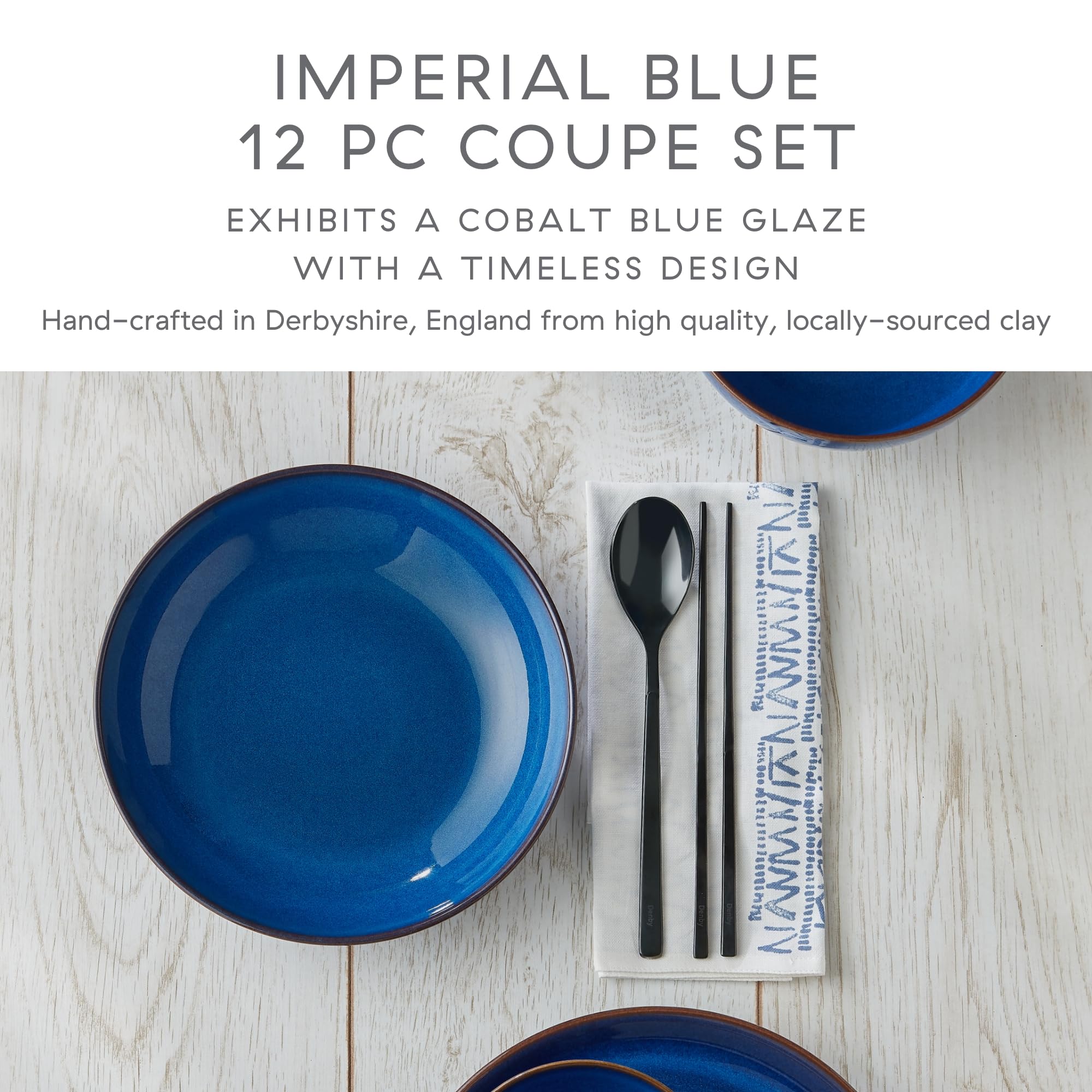 Amazon.com | Denby - Imperial Blue 12 Piece Coupe Dinner Set For 4